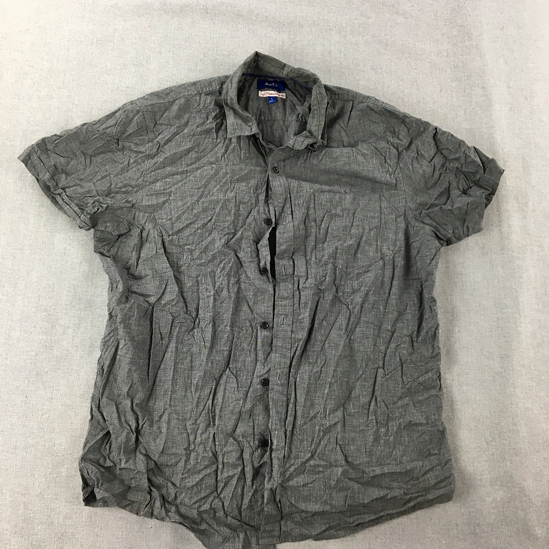 Apt. 9 Mens Shirt Size L Grey Short Sleeve Button-Up Pocket Collared