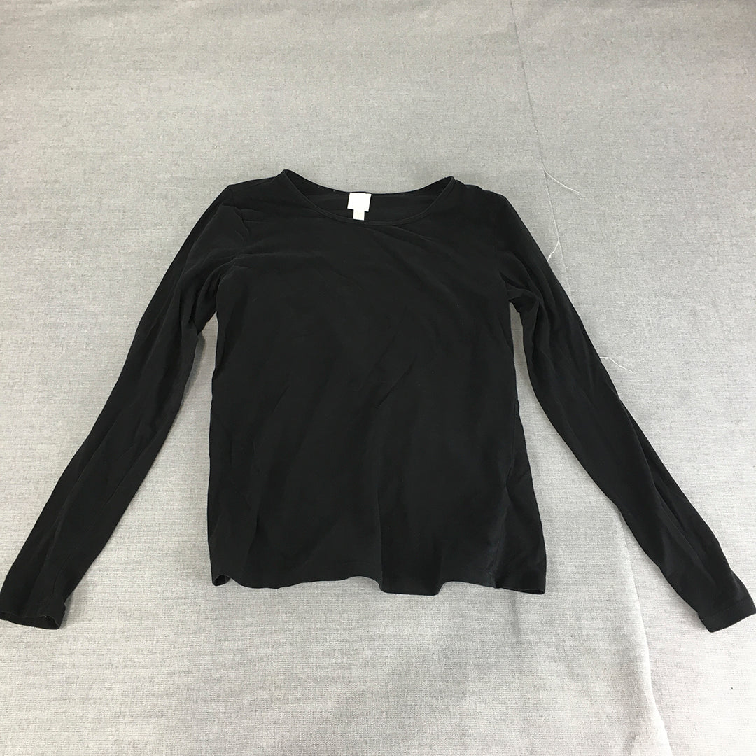 H&M Womens Top Size M Black Long Sleeve Pullover Shirt