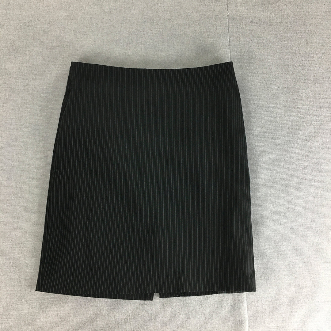 Dash Dash Womens Skirt Size 8 Black Striped Straight Back Zip Slit