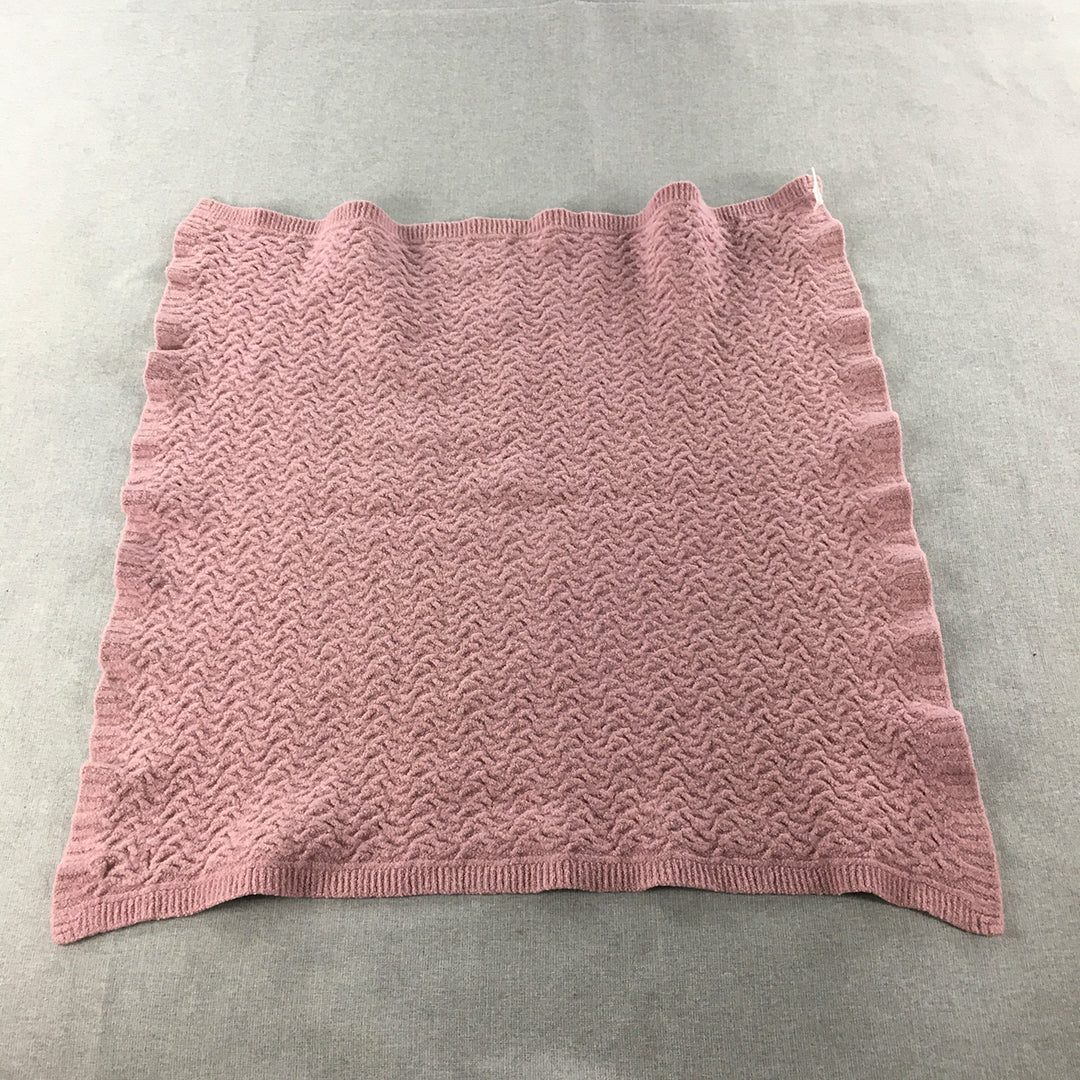 $169 RRP Uimi 100% Merino Wool Blanket Pink Cable Knit Bassinet Size 70 x 70