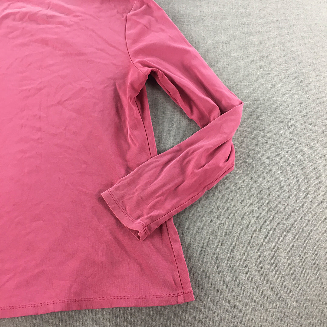 Uniqlo Womens Shirt Size M Pink Long Sleeve Pullover Top