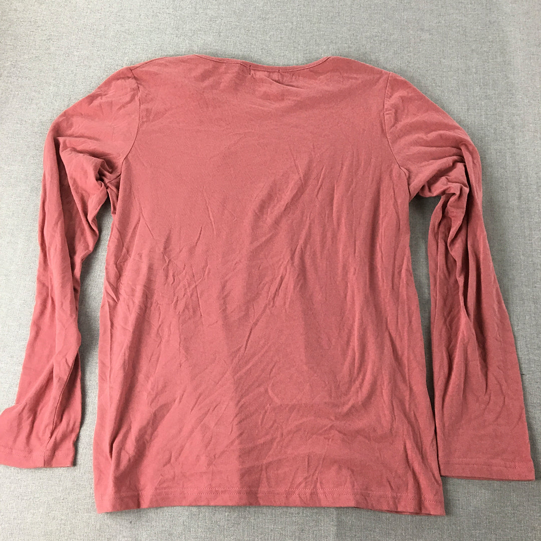 Oxford Mens Shirt Size M Pink Long Sleeve Pocket Crew Neck Pullover