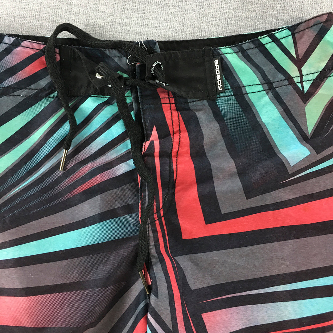 Bad Boy Kids Boys Board Shorts Size 12 Black Red Blue Striped Surf Swim Boardies