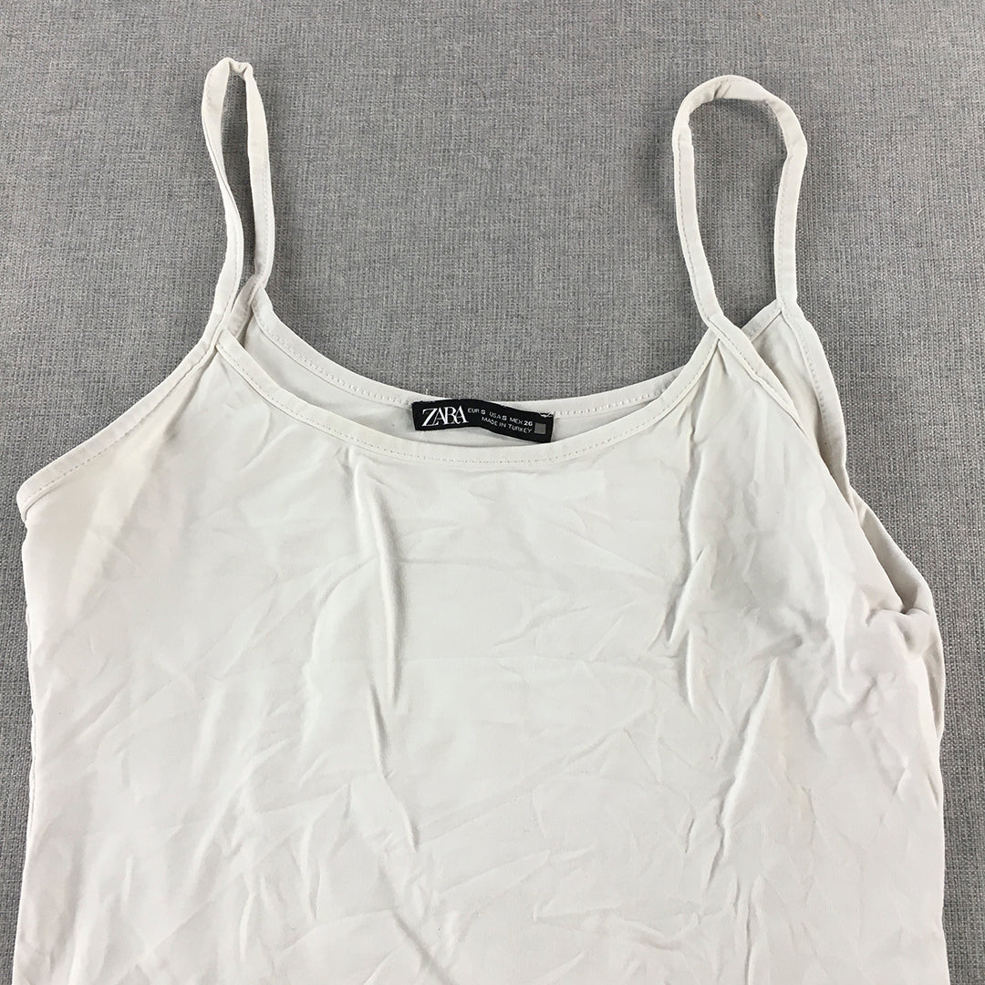 Zara Womens Cami Top Size S White Sleeveless Shirt Blouse