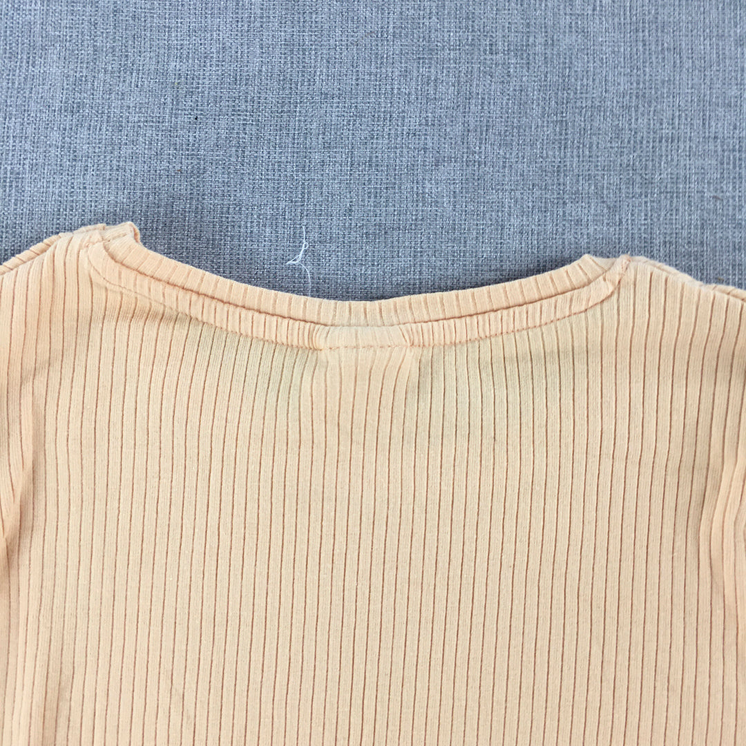 Zara Kids Girls T-Shirt Size 11 - 12 Years Peach Pink Short Sleeve Stretch Knit