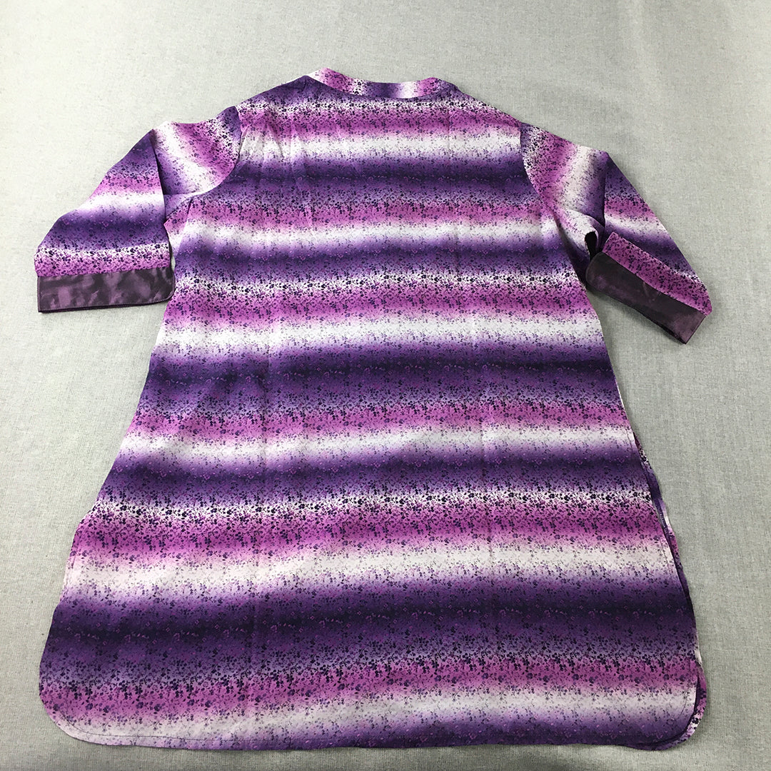 In Look Womens Shirt Dress Size 3XL (AU 14 - 16) Purple Striped Tunic Mini