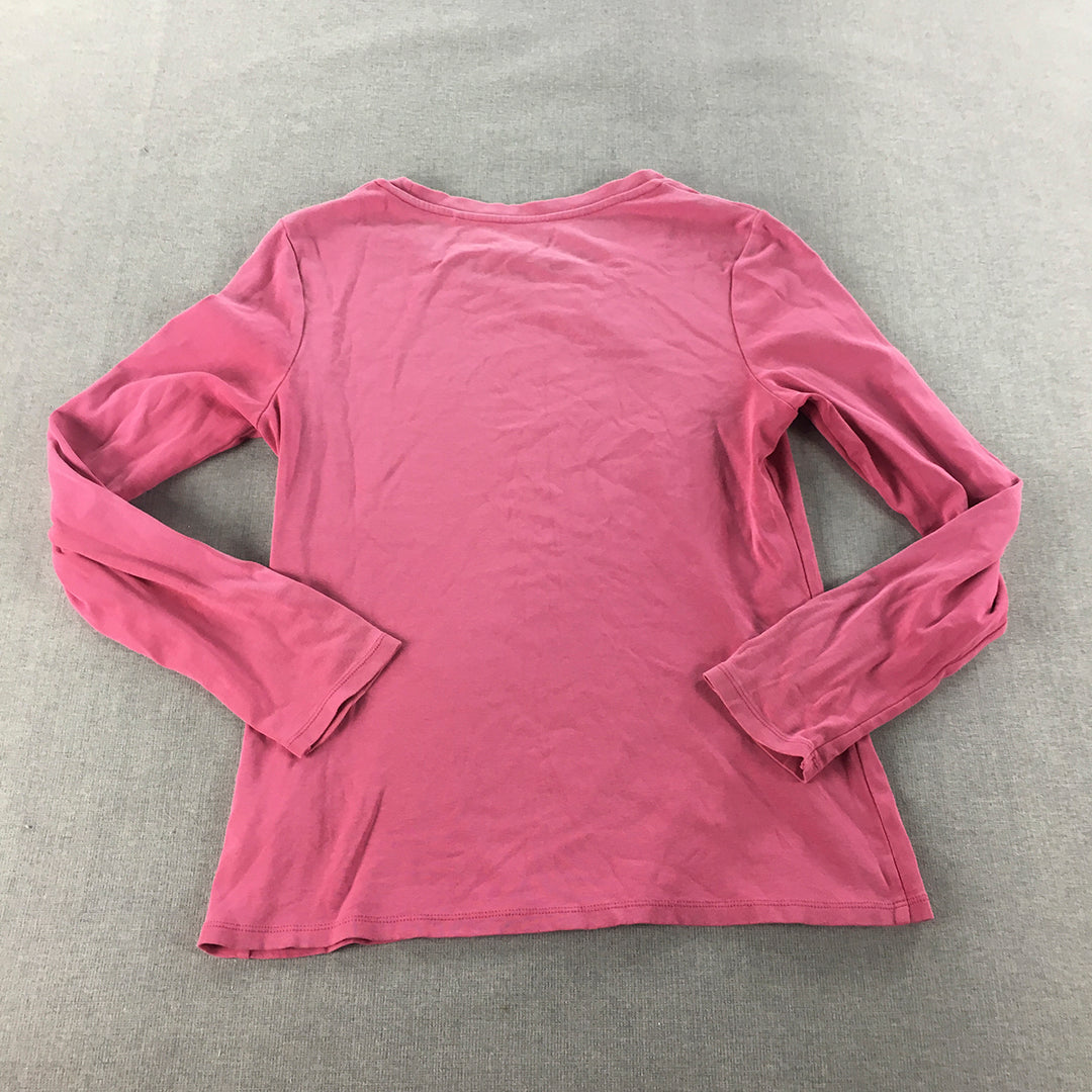 Uniqlo Womens Shirt Size M Pink Long Sleeve Pullover Top