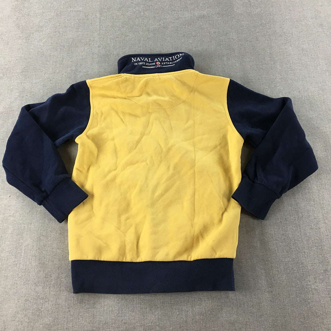 Octave Jeans Kids Boys Jacket Size 11 Years Yellow Blue Logo Zip-Up Pockets