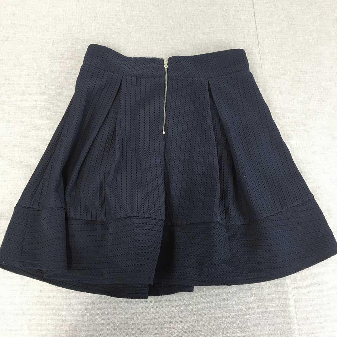 Chic A Booti Womens Mini Skirt Size 10 Navy Blue Pleated