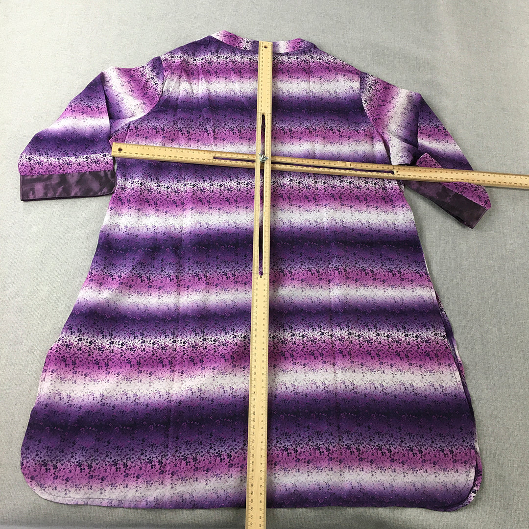 In Look Womens Shirt Dress Size 3XL (AU 14 - 16) Purple Striped Tunic Mini