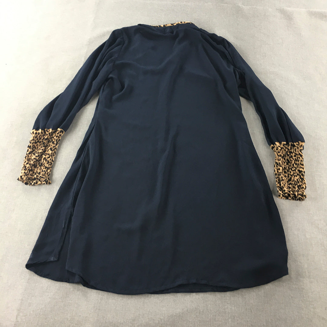 The Greedy Closet Womens Tunic Dress Size S Navy Blue Long Sleeve Mini