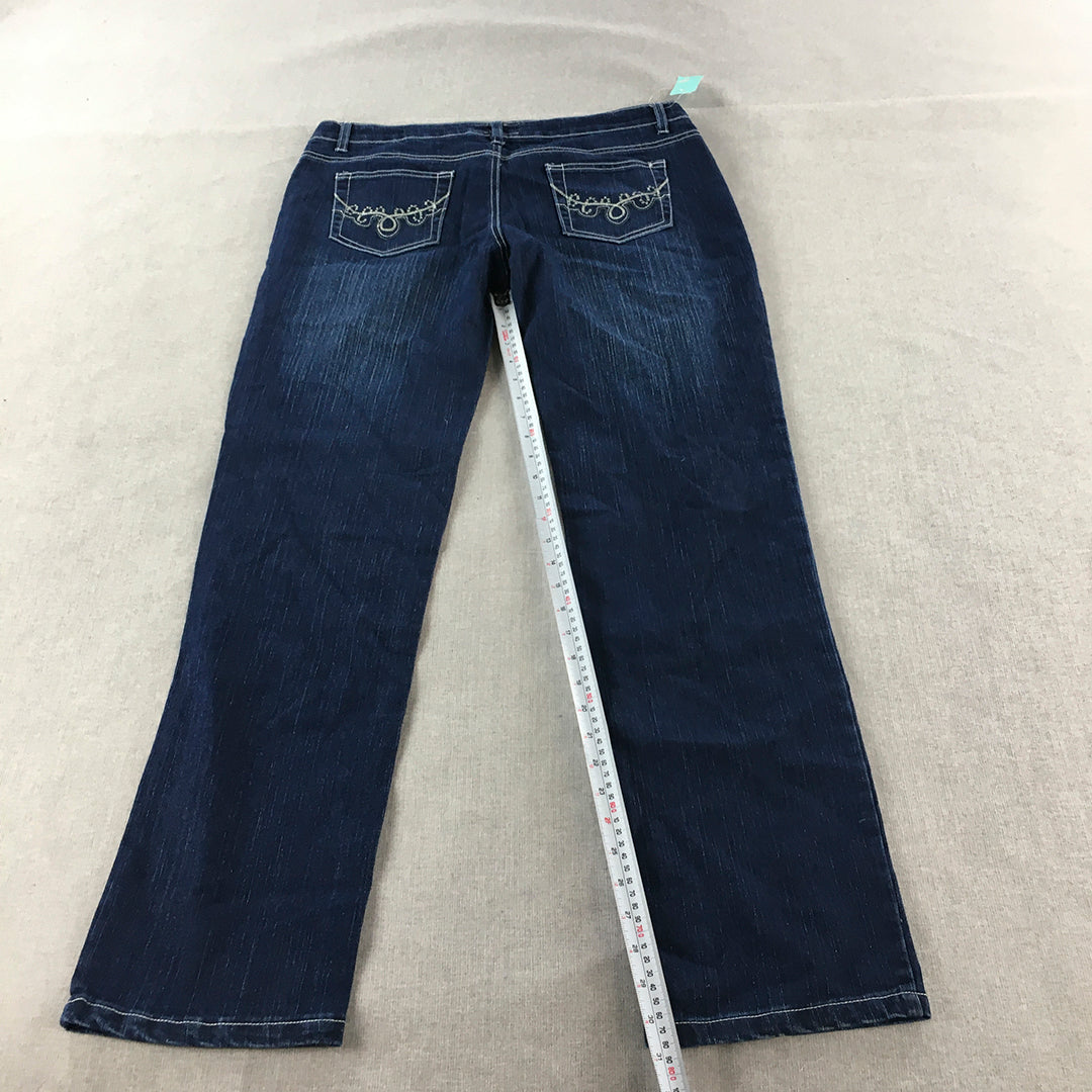 NEW Pencils Womens Jeans Size 16 Black Straight Stretch Denim