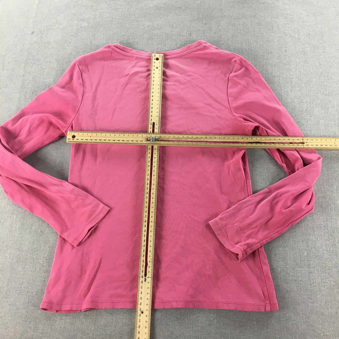 Uniqlo Womens Shirt Size M Pink Long Sleeve Pullover Top