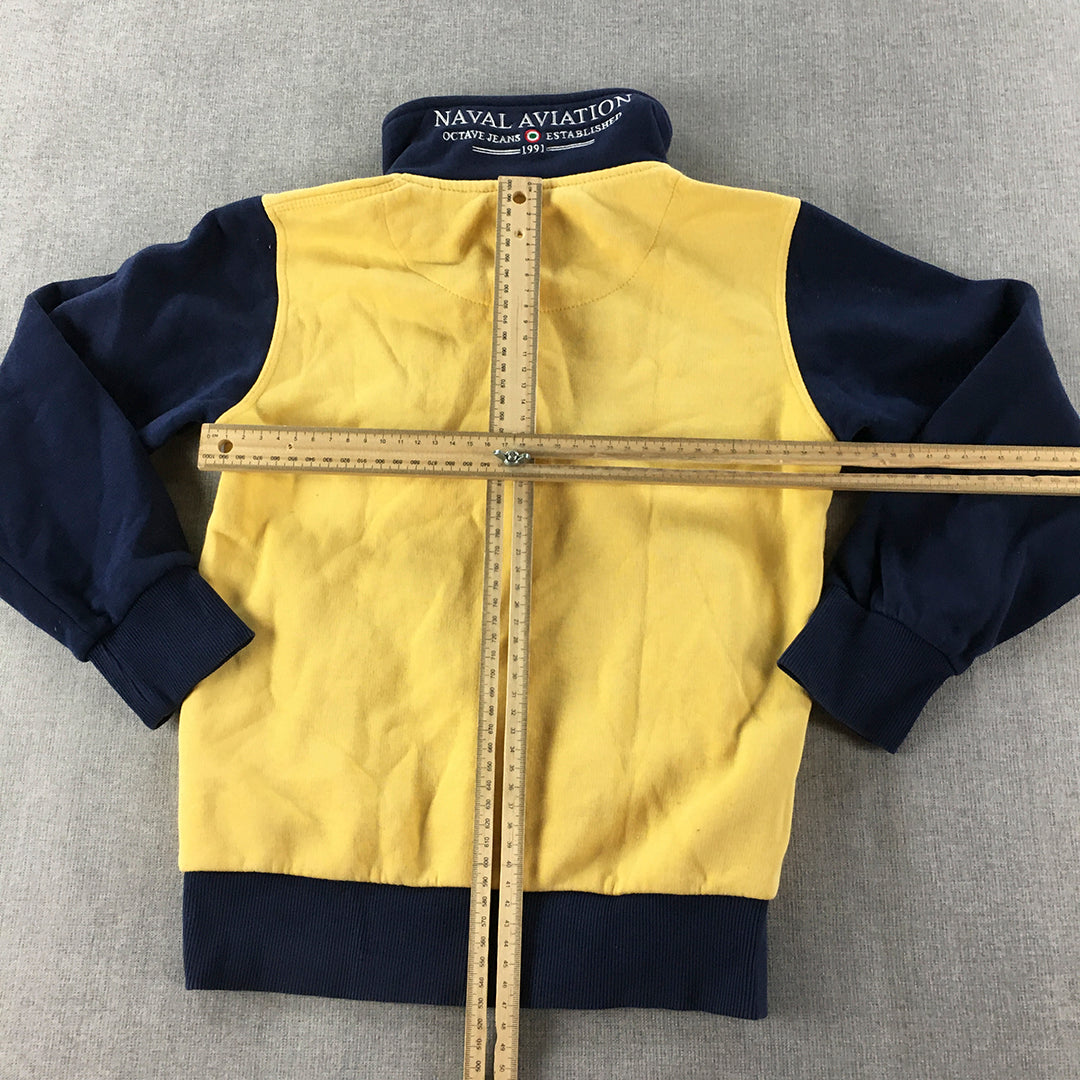 Octave Jeans Kids Boys Jacket Size 11 Years Yellow Blue Logo Zip-Up Pockets