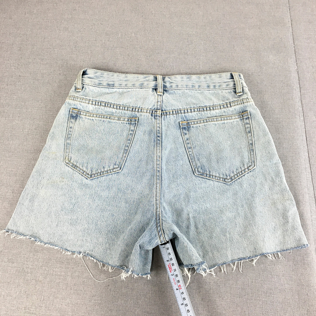 Atmos & Here Womens Denim Shorts Size 10 Blue Light Wash Raw Hem