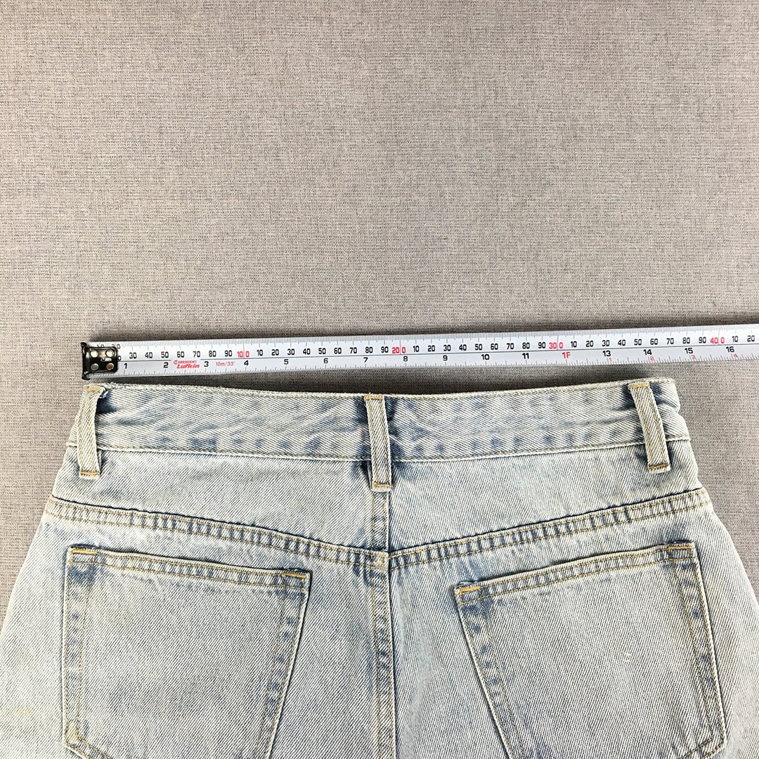 Atmos & Here Womens Denim Shorts Size 10 Blue Light Wash Raw Hem