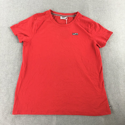 FILA Womens T-Shirt Size XL Red Embroidered Logo Short Sleeve Crew Neck