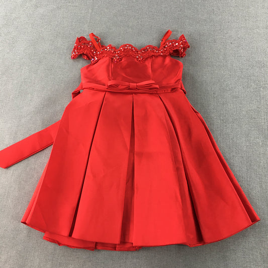 Vintage Diadem Kids Girls Dress Size 4 Toddler Red Sleeveless Pleated