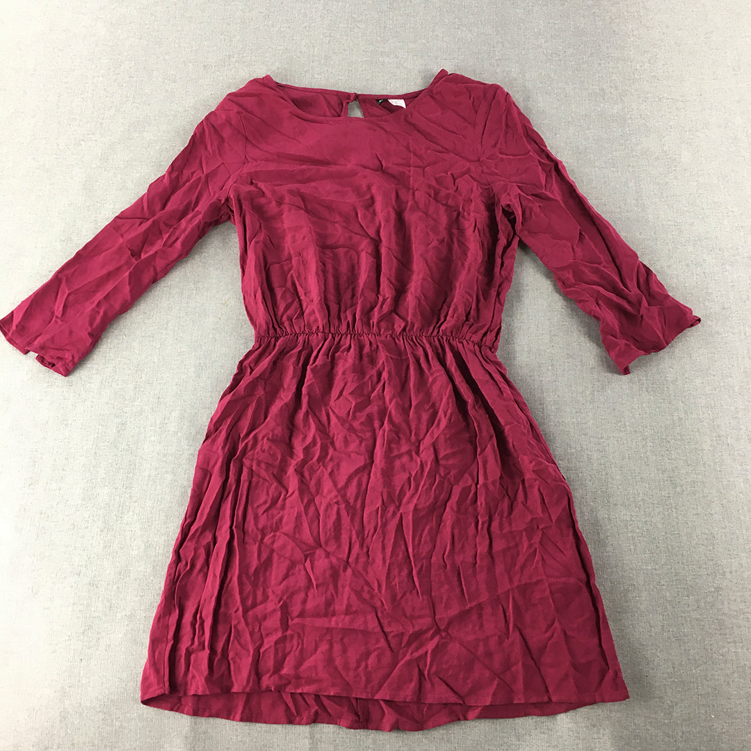 H&M Womens Mini Dress Size 4 Purple 3/4 Length Sleeves Fit & Flare