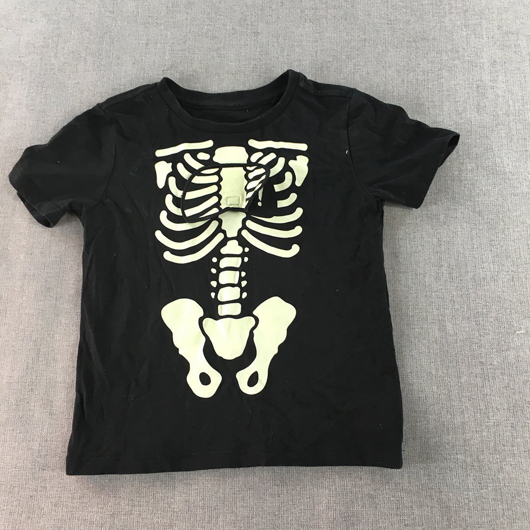 Target Kids Boys T-Shirt Size 3 Toddler Black Skeleton Halloween Short Sleeve