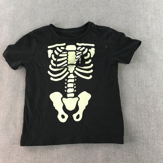 Target Kids Boys T-Shirt Size 3 Toddler Black Skeleton Halloween Short Sleeve