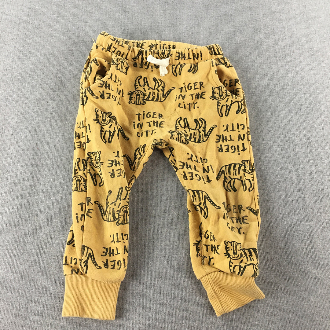 Zara Kids Jogger Pants Size 2 - 3 Years Yellow Tiger Animal Pockets Tracksuit