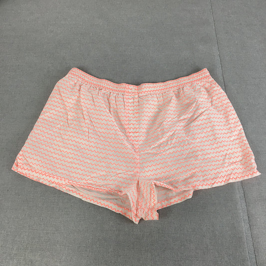 Country Road Womens Shorts Size L White Pink Striped Elastic Waist