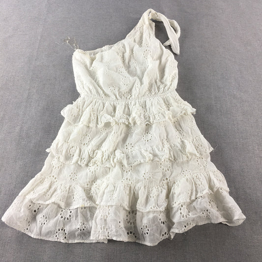 Beginning Boutique Womens Mini Dress Size S White Tiered Cold Shoulder