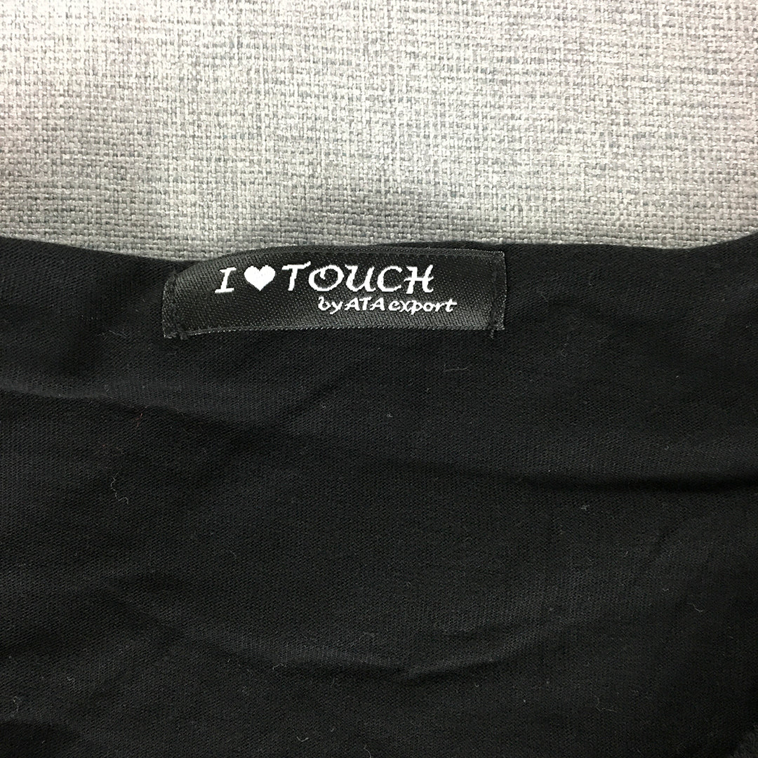 I Love Touch Womens T-Shirt Size 2XL Black Short Sleeve Studded Top