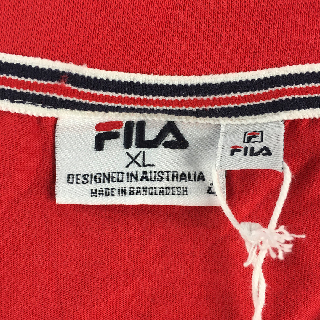 FILA Womens T-Shirt Size XL Red Embroidered Logo Short Sleeve Crew Neck