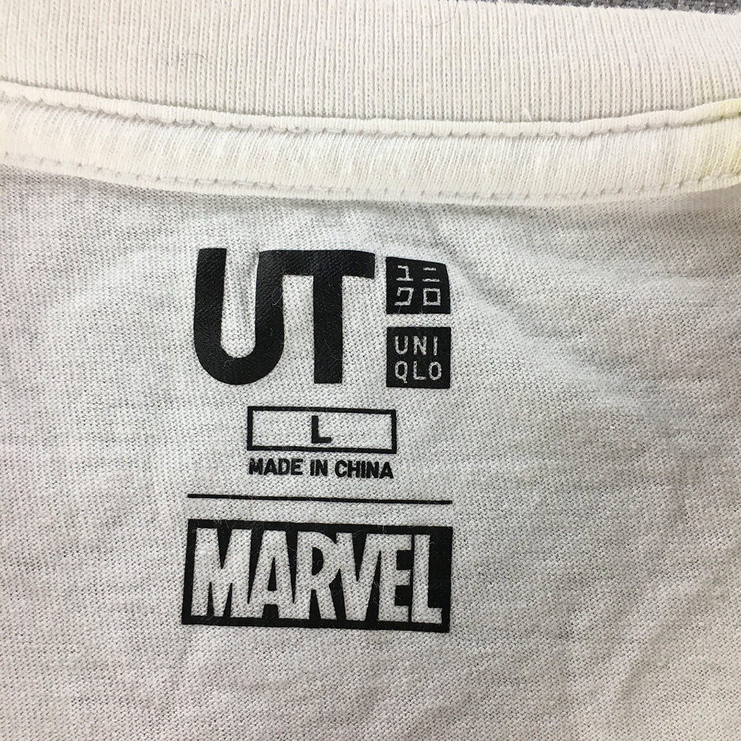 Uniqlo x Marvel Black Widow T-Shirt Adult Size L White Short Sleeve Tee