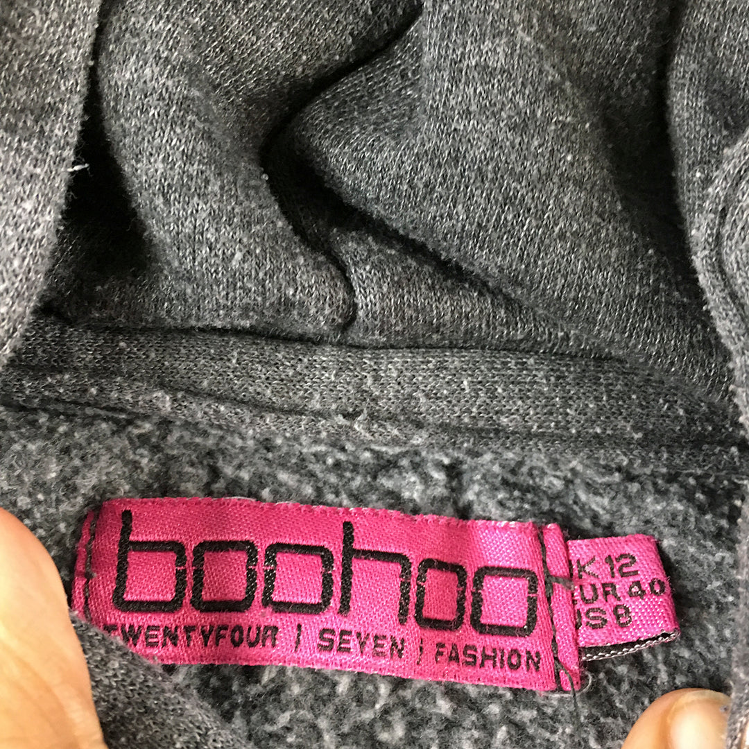 Boohoo Womens Hoodie Sweater Size 12 Grey Pullover Jumper