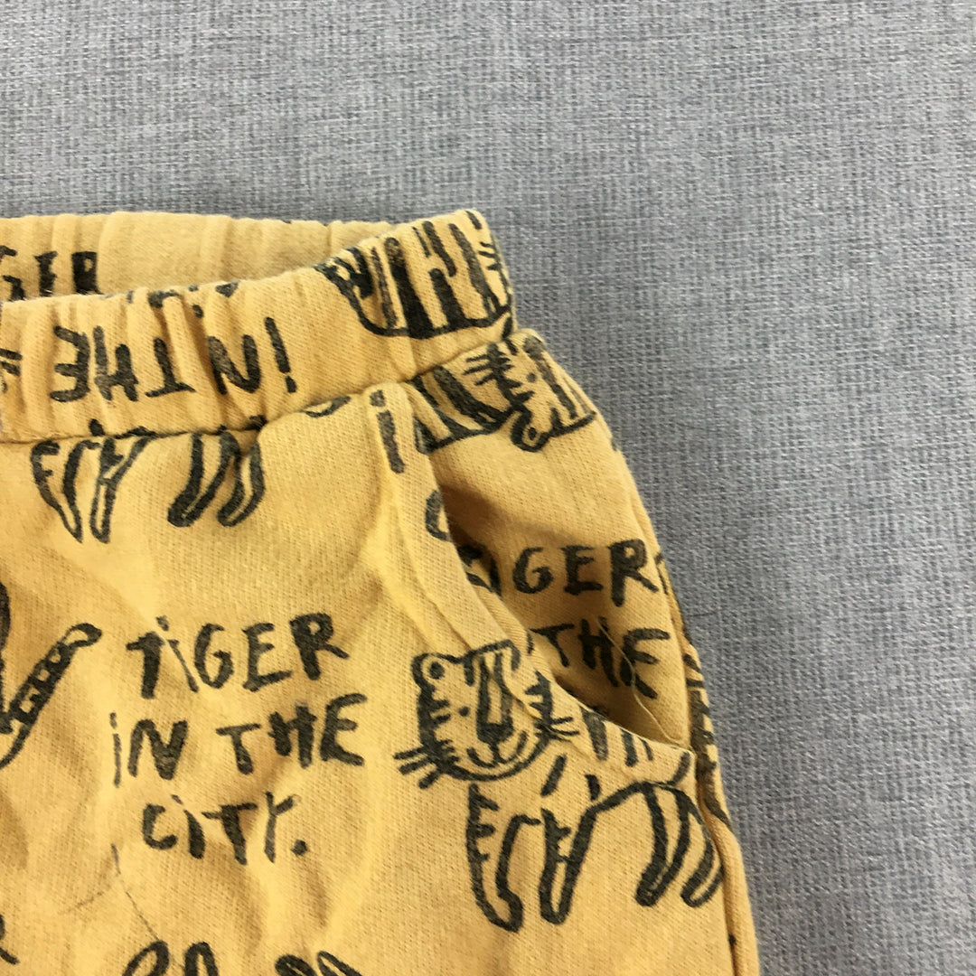 Zara Kids Jogger Pants Size 2 - 3 Years Yellow Tiger Animal Pockets Tracksuit