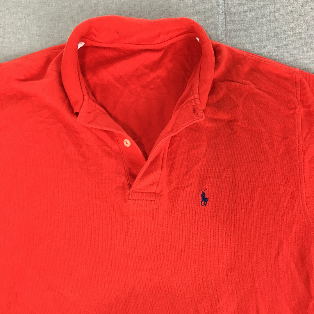 Polo Ralph Lauren Mens Shirt Size S Red Pony Logo Collared Rugby