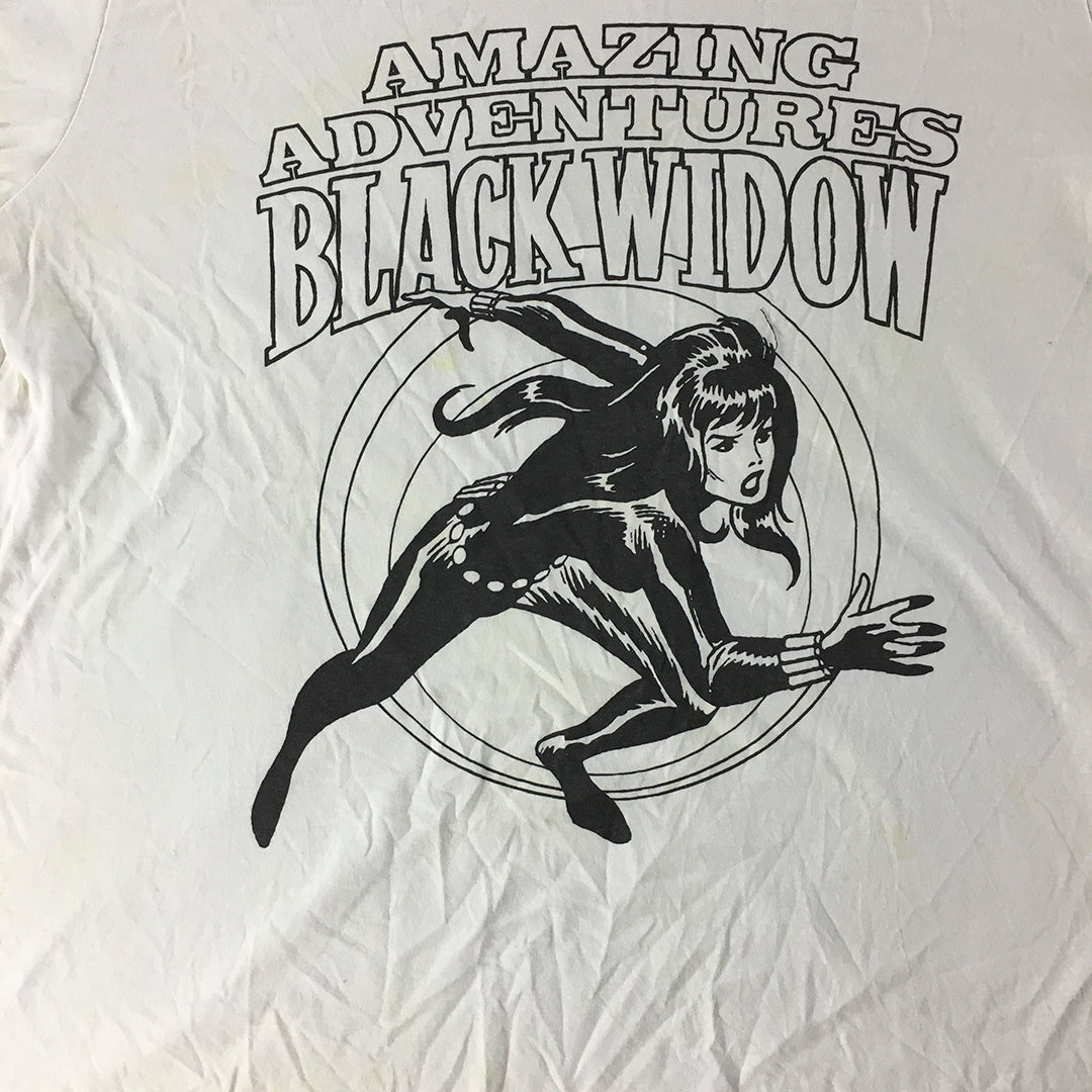 Uniqlo x Marvel Black Widow T-Shirt Adult Size L White Short Sleeve Tee