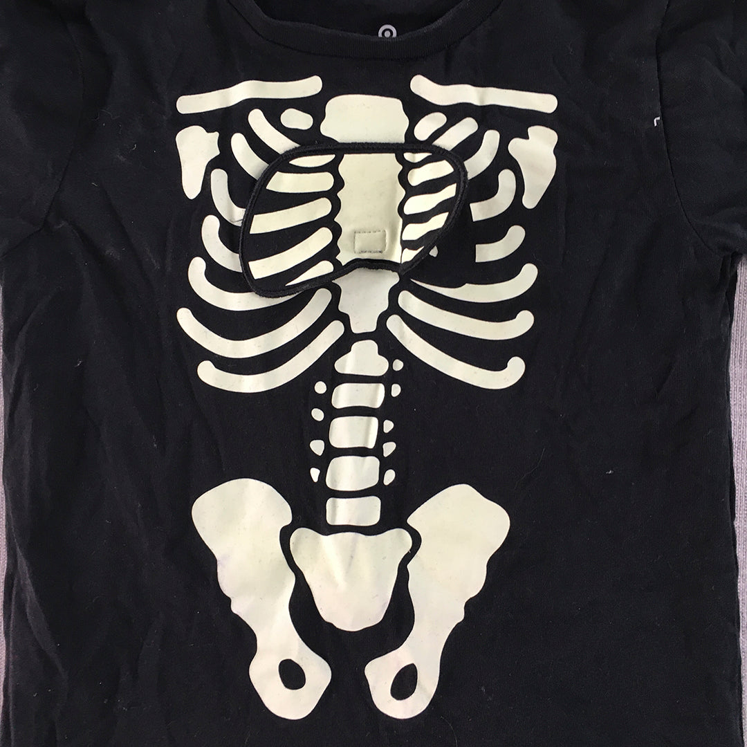 Target Kids Boys T-Shirt Size 3 Toddler Black Skeleton Halloween Short Sleeve