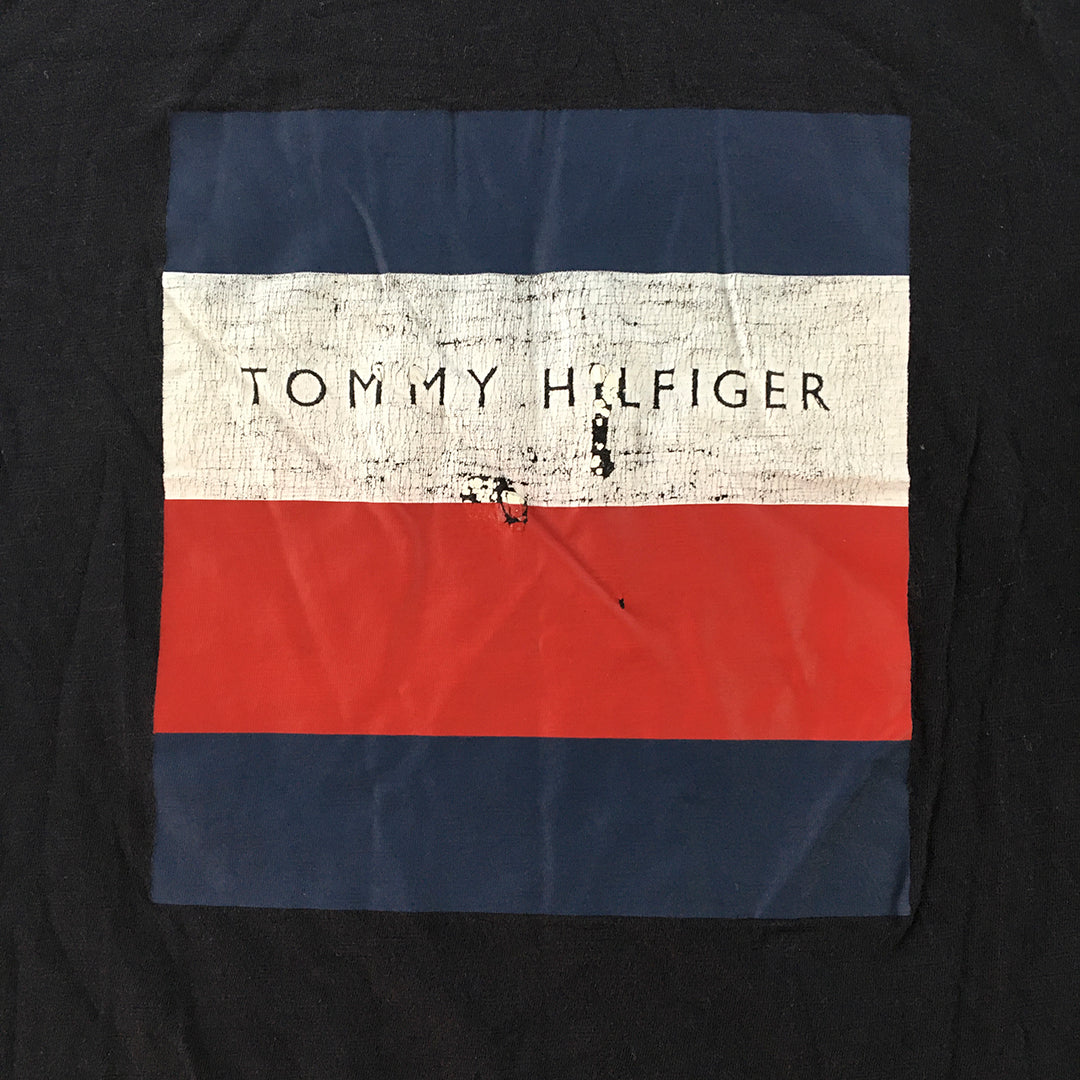 Tommy Hilfiger Womens T-Shirt Size L Navy Blue Big Logo Short Sleeve Top