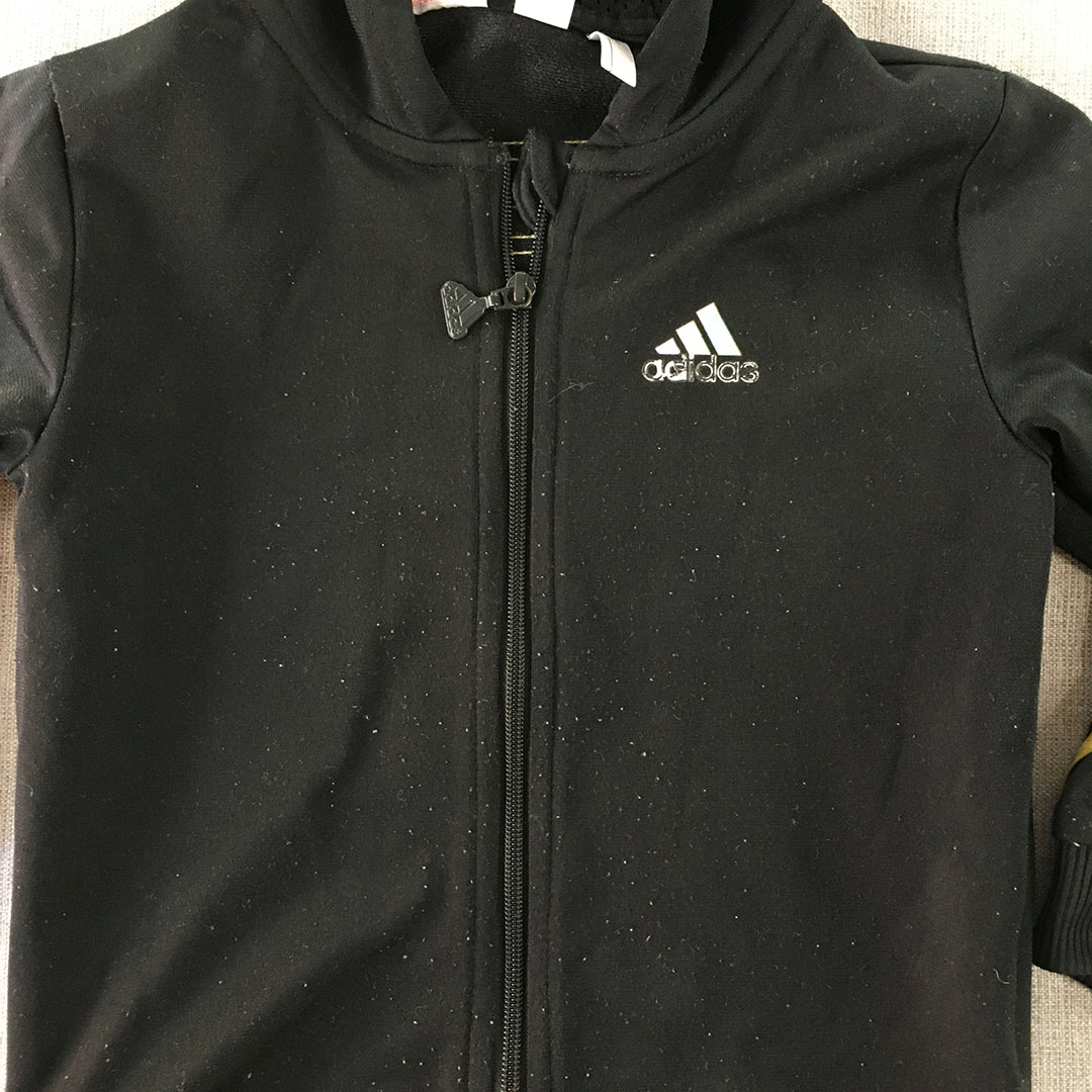 Adidas Kids Boys Jacket Size 2 Toddler Black Logo Zip-Up Hoodie