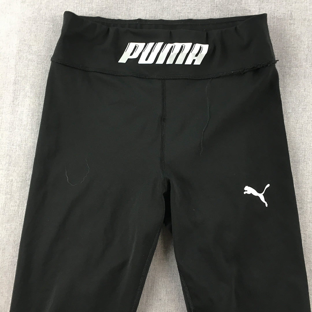 Puma Kids Girls Leggings Size 11 - 12 Years Black Activewear Pants