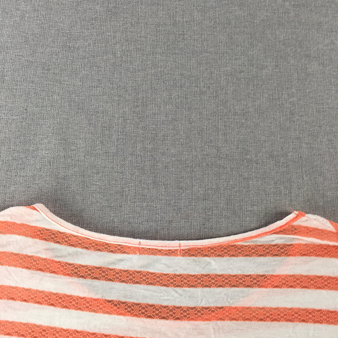 Paper Scissors Womens Top Size M Coral Pink & White Striped Short Sleeve Shirt