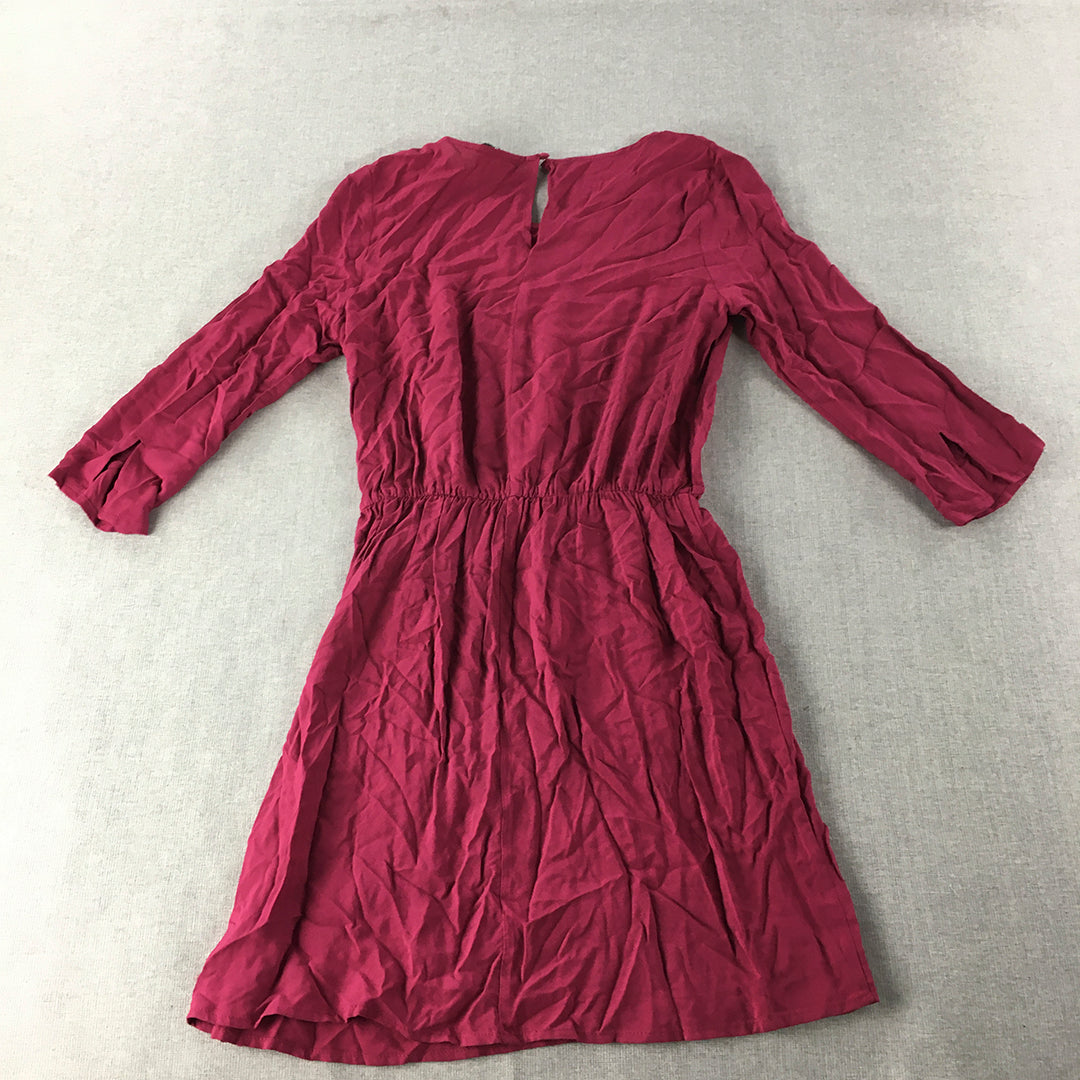 H&M Womens Mini Dress Size 4 Purple 3/4 Length Sleeves Fit & Flare