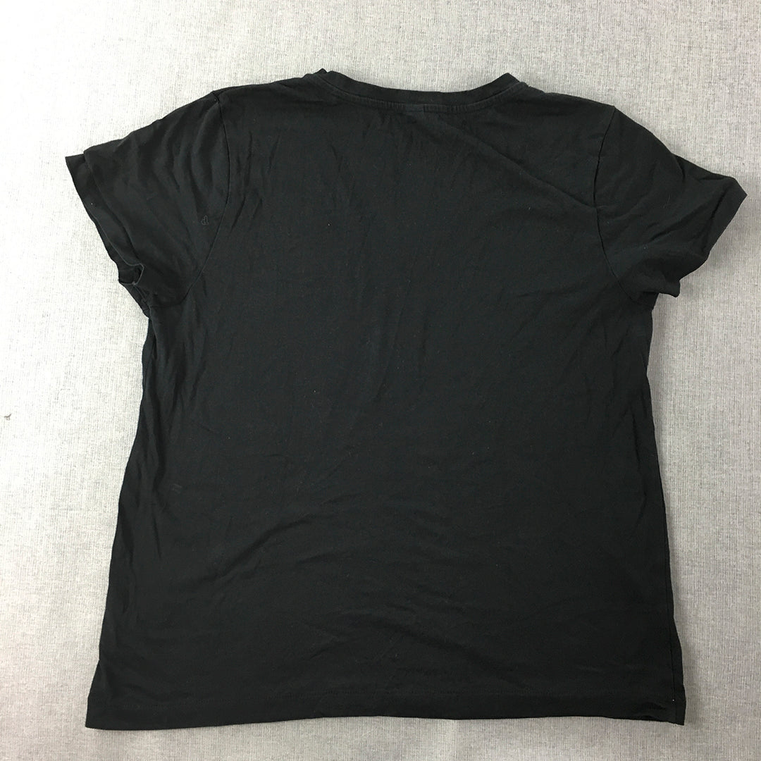 Uniqlo Womens T-Shirt Size M Black V-Neck Short Sleeve Top