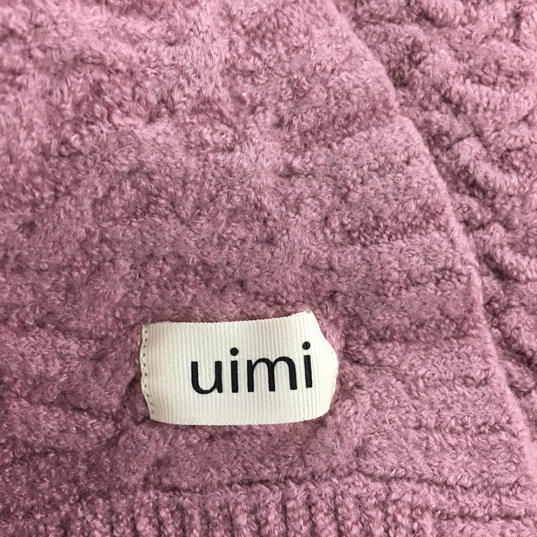 $169 RRP Uimi 100% Merino Wool Blanket Pink Cable Knit Bassinet Size 70 x 70