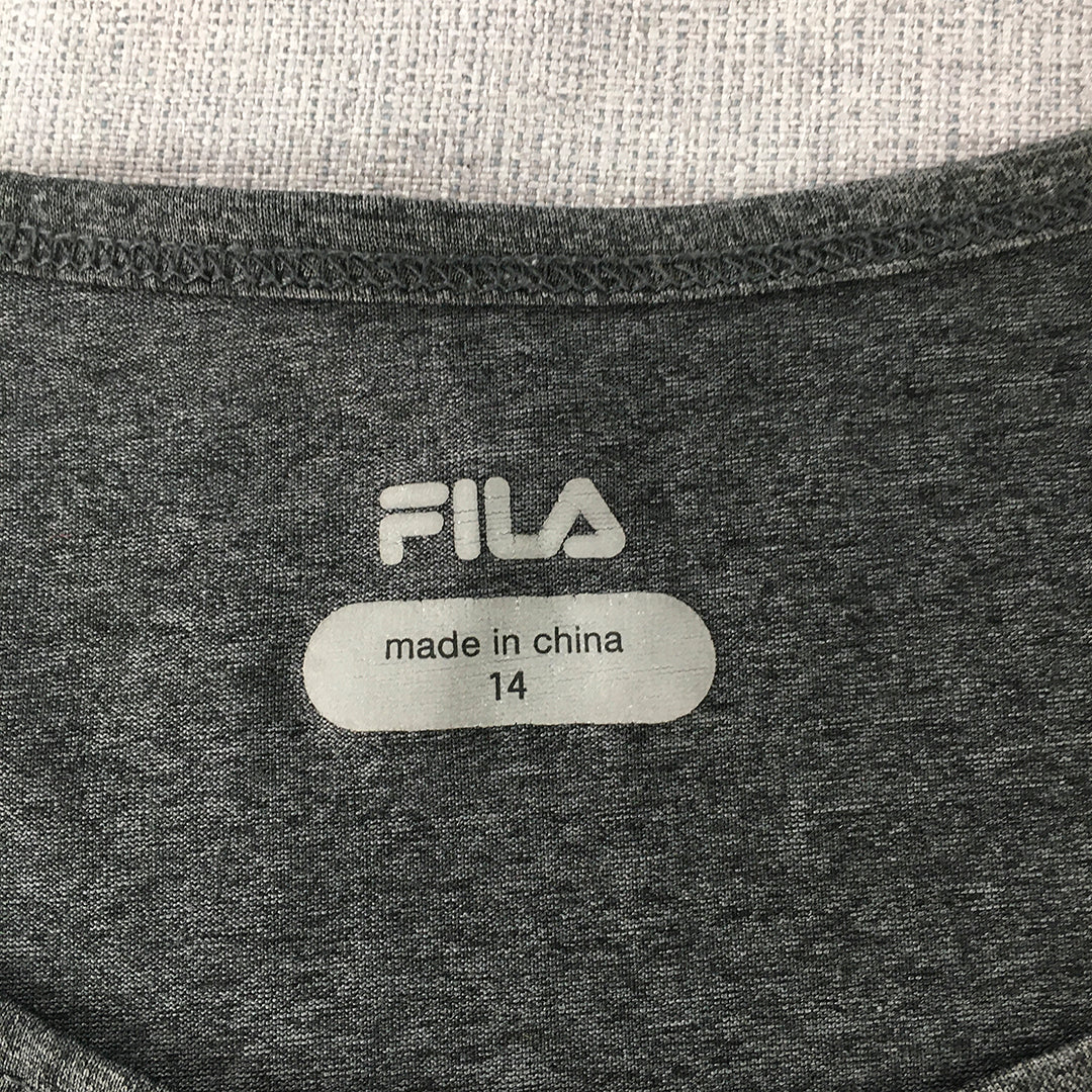 FILA Womens T-Shirt Size 14 Grey Short Sleeve Logo Round Neck Top