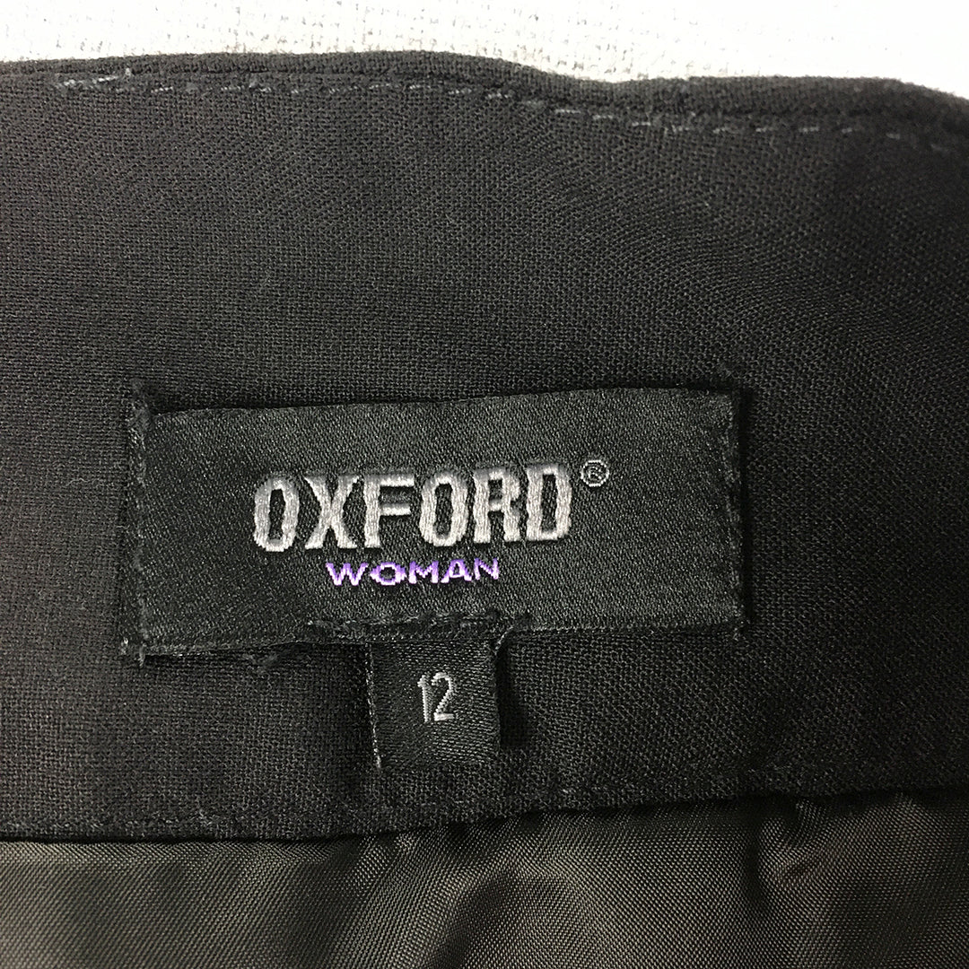 Oxford Womens Wool Pencil Skirt Size 12 Black Straight Midi