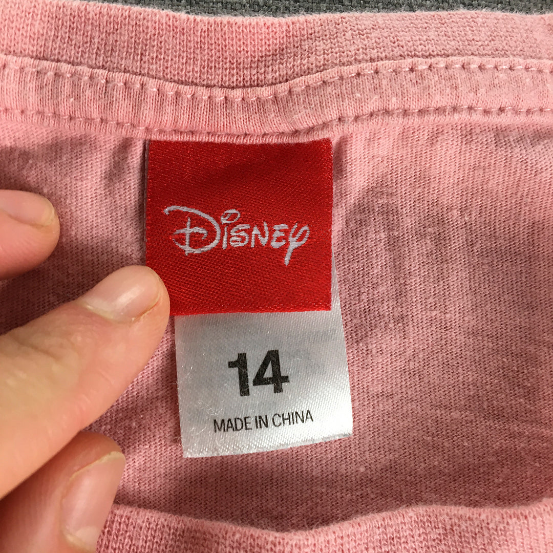 Disney Mickey & Minnie Mouse Kids Girls T-Shirt Size 14 Years Pink Christmas