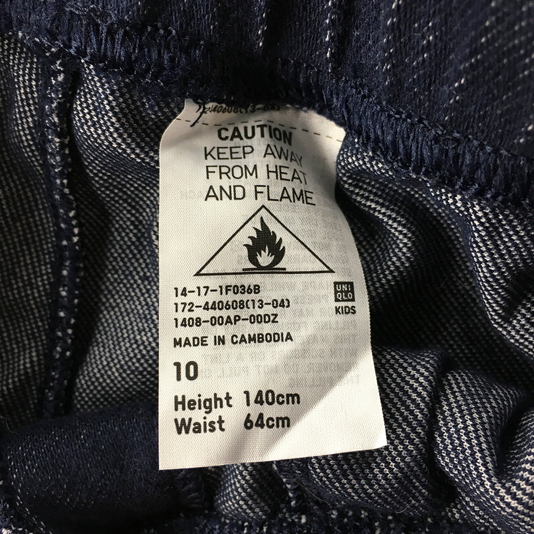 Uniqlo Kids Girls Denim Pants Size 10 Blue Dark Wash Elastic Waist