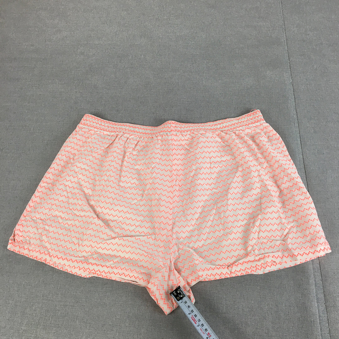 Country Road Womens Shorts Size L White Pink Striped Elastic Waist