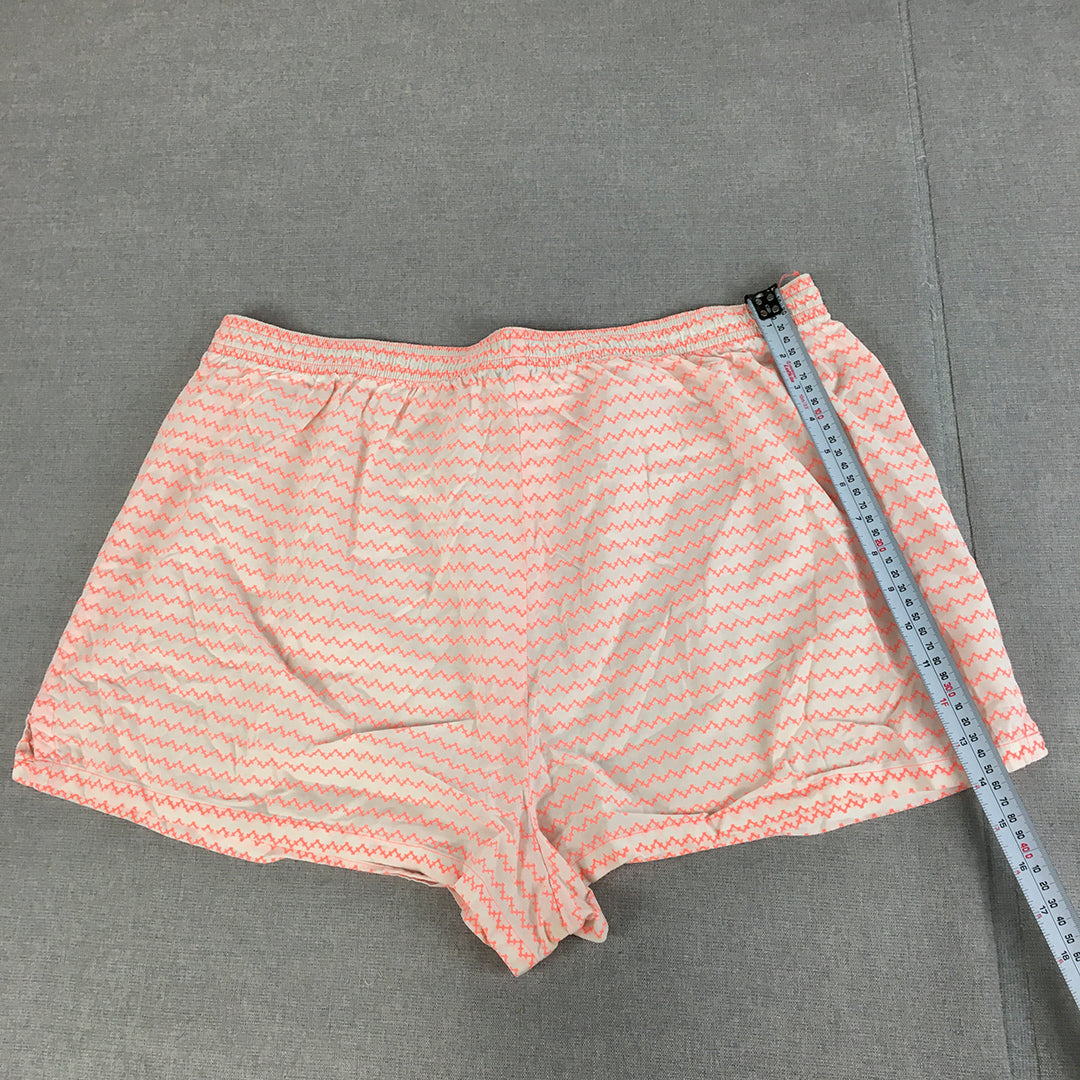 Country Road Womens Shorts Size L White Pink Striped Elastic Waist