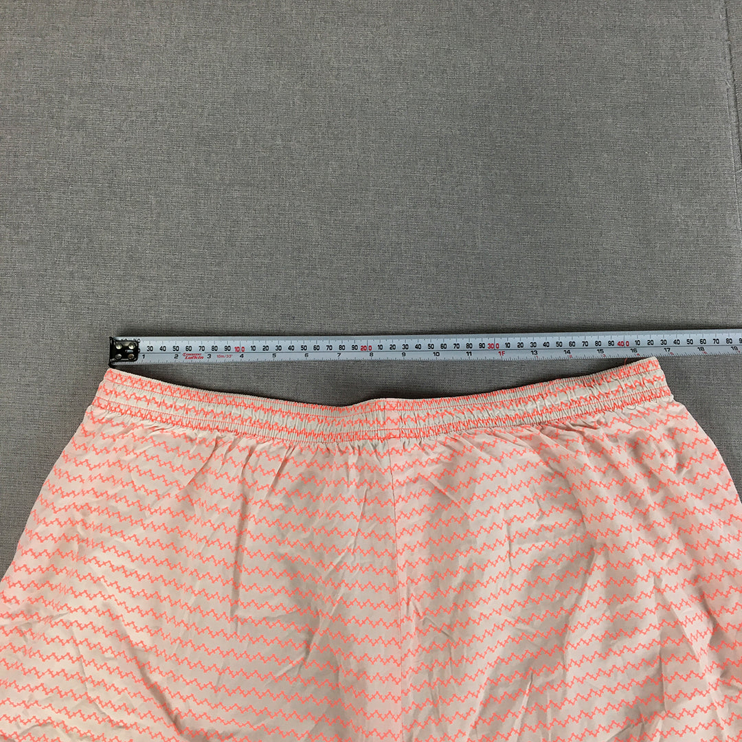 Country Road Womens Shorts Size L White Pink Striped Elastic Waist